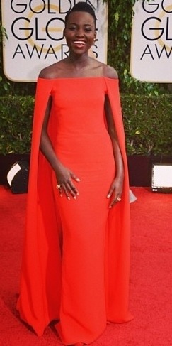 Lupita Nyong'o in Ralph Lauren caped gown
